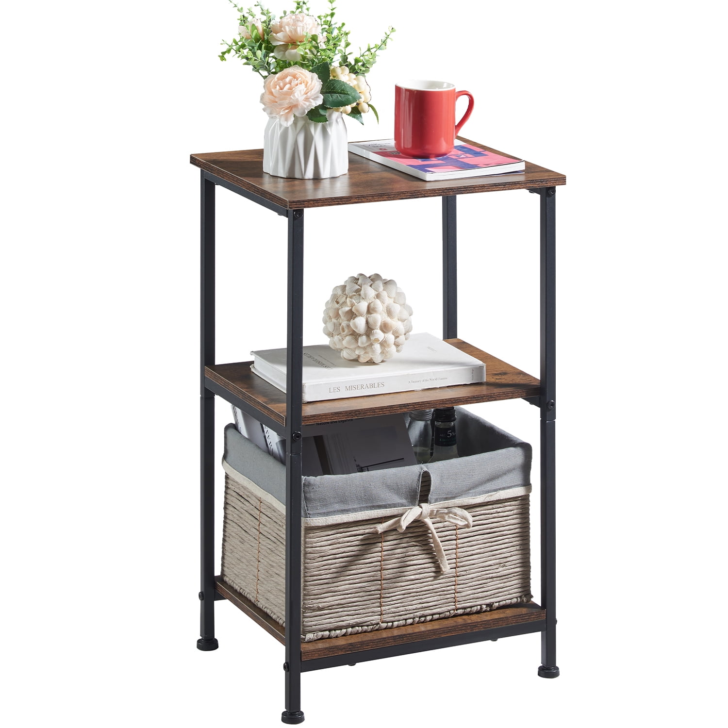 Somdot Small Side Table Bedside Table for Bedroom 3Tier End Table