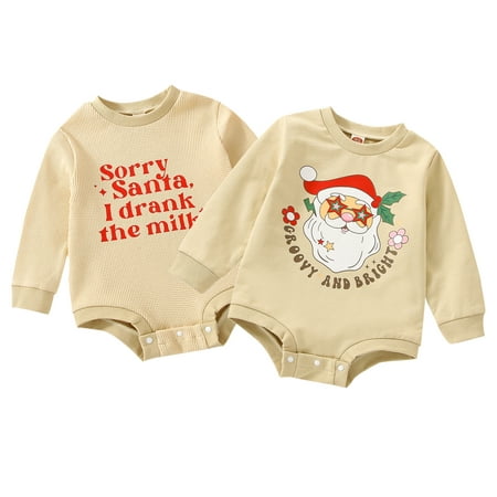

Ma&Baby Newborn Baby Girl Boy Christmas Outfit Santa Baby Romper Jumpsuit Long Sleeve Onesie Bodysuit