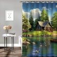 thumbnail image 2 of Fenyluxe Lake House Boat Shower Curtain for Bathroom Decoration with Hooks, Waterproof Polyester Fiber Home Bath Tub Curtain Washable Shower Curtain 36"x72, 2 of 7