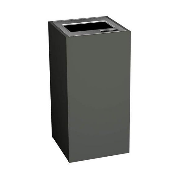 Sturdy Essentials Stratus Series Commercial Trash Recycling and Waste Receptacle Bin Modern Style with Slate Gray Finish, Single Bin with Full Opening for Waste Trash or Recycling