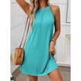 thumbnail image 4 of Women Halter Neck A Line Dress Solid Color Sleeveless Loose Fit Casual Wear Mid Length, 4 of 8