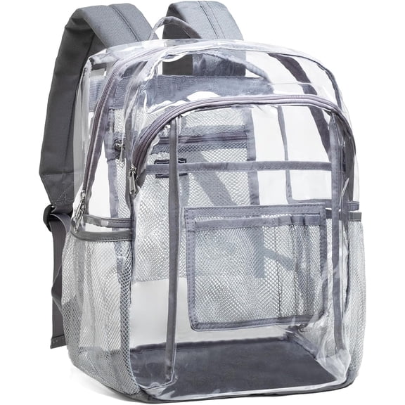 Clear Backpack Heavy Duty - Clear Book Bag with Multi-pockets Large See Through Backpack for College Workplace - Black