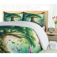thumbnail image 4 of Ambesonne Nature Duvet Cover Set, Dreamy Life Tree Butterflies, King, Fern Green Pale Purple, 4 of 5