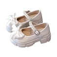 thumbnail image 2 of CUZIBR Girls Toddler Princess Sandals Sparkly Leather Cute Bow Pearl Adjustable Strap Mary Jean Dress Shoes Thick Soles Soft Casual Fashion Party Wedding Birthday Footwear,Beige,7-8 Years, 2 of 6