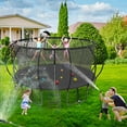 thumbnail image 7 of Kacho Trampoline, 12FT Trampoline for Adults and Kids, 1200LBS Trampoline with Enclosure Net, Basketball Hoop, Light, Sprinkler, Ladder, Wind Stakes, Outdoor Heavy-Duty Trampolines, Gray, 7 of 7