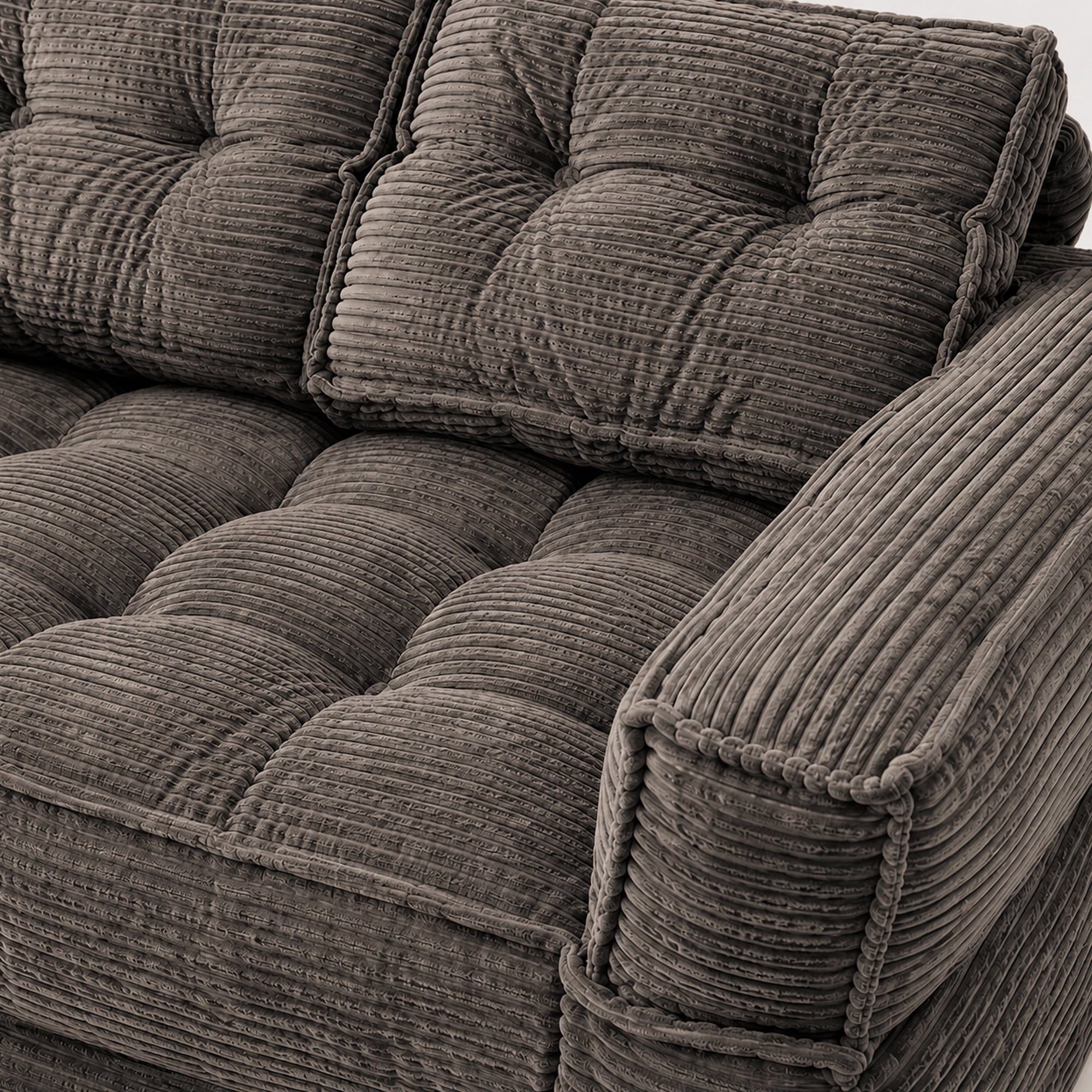 Modular Floor Sofa 51.18 Inch, 2-Seater Corduroy Couch with Chaise Lounge, Lazy Double Sofa for Living Room and Apartment, No Assembly Required, Coffee