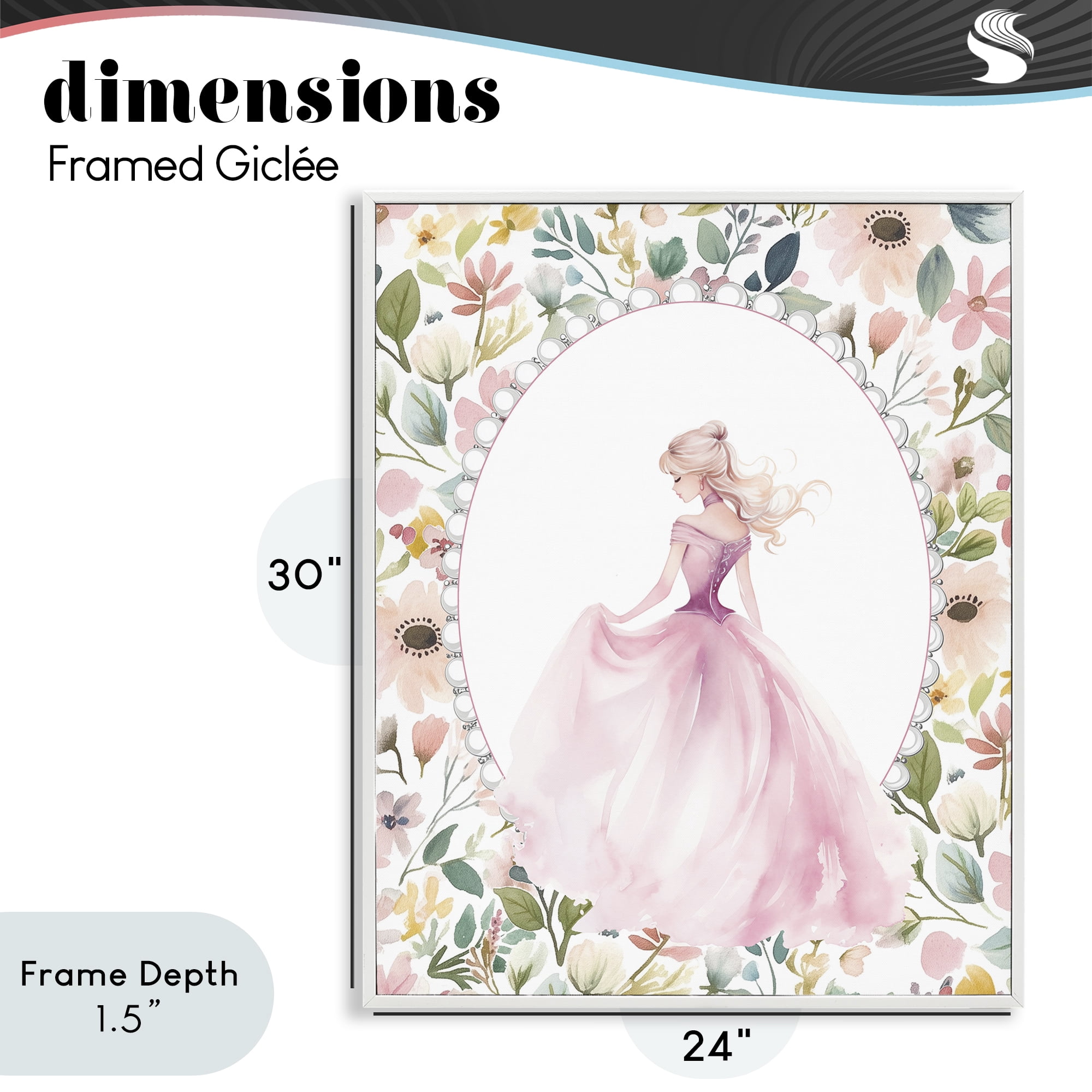 Stupell Industries Graceful Princess Love White Framed Giclee Art, design by Christine Simpson Art