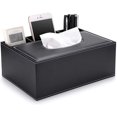 thumbnail image 1 of Rectangular Faux Leather Tissue Box with Remote Control - Sleek and Stylish - Home Office Tissue Box - Black, 1 of 5