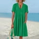 thumbnail image 1 of WILLBEST Vestidos De Mujer, Novedad De Verano, Vestido Plisado Informal Holgado A La Moda Retro Y De Lino Con Manga Corta Y Cuello En V, 1 of 3