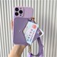 thumbnail image 4 of Korean Crossbody Lanyard Necklace Strap Card Holder Purple Case for iPhone 11 15 13 14 Pro Max X XS XR Max Coin Purse Cover, 4 of 4