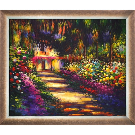 La Pastiche  Claude Monet 'Pathway in Monet's Garden at Giverny' Hand Painted Oil Reproduction