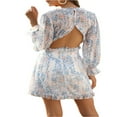 thumbnail image 3 of Robe à Motif Imprimé pour Femmes Manches Longues Col en V Profond Multiple Couches une-Pièce S/ M/ L/ TG, 3 of 5