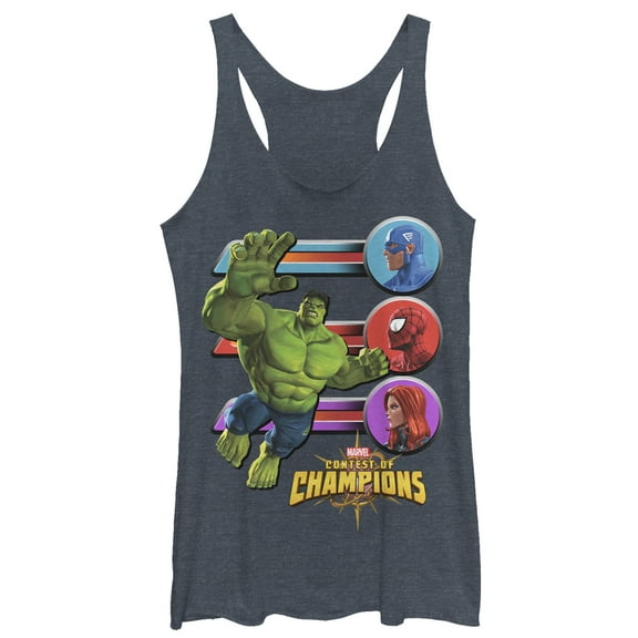 Women's Marvel Contest of Champions Hulk Battle  Racerback Tank Top Navy Blue Heather X Large