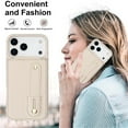 thumbnail image 5 of For IPhone 17 Pro Max Case  Premium PU Leather Wristband Holder With Multiple-Card Slots, Flip Wallet Phone Case With Detachable Crossbody,White,For iPhone 17 Pro Max, 5 of 8