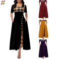 thumbnail image 2 of Listo Stock reina vestido elegante Maxi vestido 1/2 manga cuello redondo vestidos largos para las mujeres una línea vestido de fiestapangjing, 2 of 3
