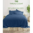 thumbnail image 2 of 700-TC Queen-XL Size 4PC Sheet Set - Premium 700-Thread-Count 100% Egyptian Cotton, Fit Upto 12 inches Deep Pockets Mattress - Mediterranean Blue, 2 of 7