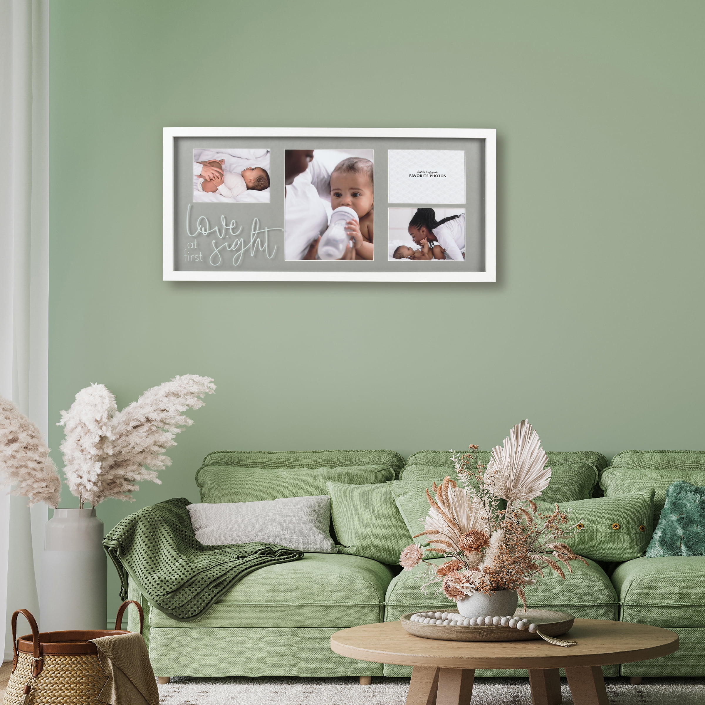 Prinz 4-Opening Love at First Sight 24X12 Multi-Sized Photos, Wall Collage Picture Frame, Grey