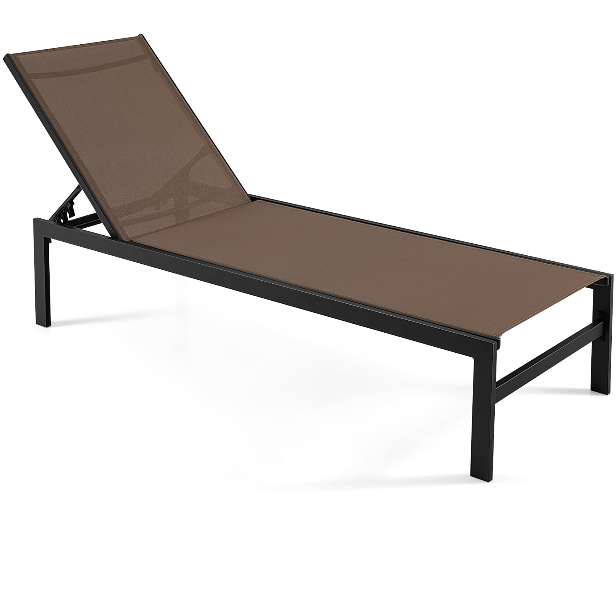 Gymax Aluminum Patio Chaise Lounge Outdoor Adjustable Lounge Chair W/ 6