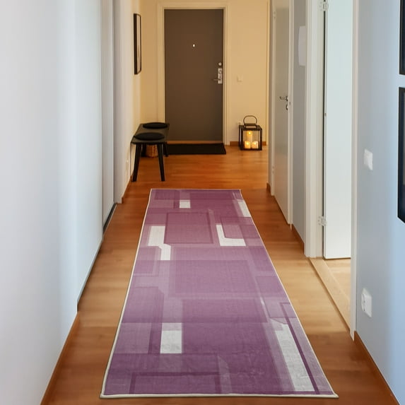 Contemporary Decorative Rug, 3 Dimensional Cubes Geometric Modern Abstraction Square Shapes Print, Quality Carpet for Bedroom Dorm and Living Room, 6 Sizes, Pale Fuchsia, by Ambesonne