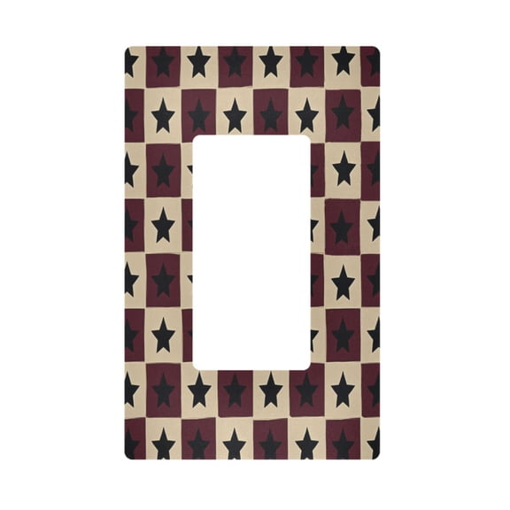 Yayeee Rocker Switch Wall Plate 1-Gang 4.6"x2.9" Home Decorative Outlet Cover, Checkered Stars Pattern