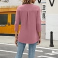 thumbnail image 4 of 3/4 Sleeve Tee Shirts for Women Notch V Neck Top Solid Color Dressy Casual Blouses Pullover T Shirt Tops Tunic, 4 of 8
