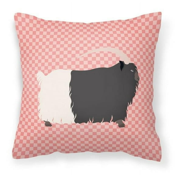 Carolines Treasures BB7887PW1818 Welsh Black-Necked Goat Pink Check Fabric Decorative Pillow, 18 x 18 in.