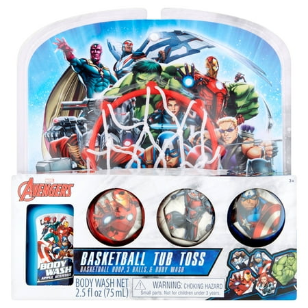 Marvel Avengers Body Wash and Basketball Tub Toss Set, 5pcs