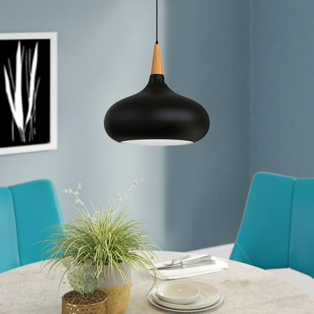 

LOHAS 1-Light Matte Black Pendant with Bowl Shape Minimalist Style for Bedroom Dining Room Living Room