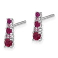 thumbnail image 2 of Sterling Silver Rh-plate .54 Lab Cr.Ruby .03Cr.White Sapphire Post Earrings, 2 of 3