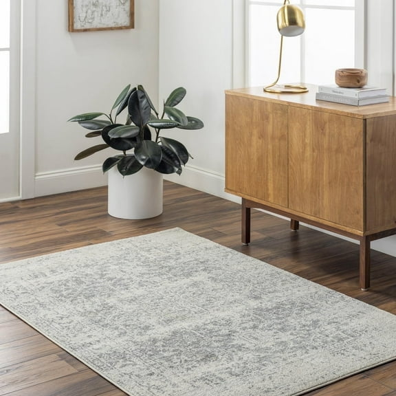 Livabliss Area Rugs for Living Room, 7x9 Harput Traditional Gray Rug, Bedroom Dining Room Home Decor Stain Resistant Carpet (6'7" x 9')