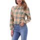 thumbnail image 4 of INSPIRAR CHIC Blusas de Trabajo para Mujeres con Cuadros y Lazo en el Cuello de Manga Larga M caqui Marrón Verde, 4 of 6