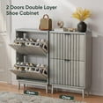 thumbnail image 4 of Semiocthome Shoe Cabinet with 2 Flip Drawers Farmhouse Shoe Storage Organizer for Entryway, Grey, 4 of 6