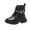 Black, variant on Girls Lace Up Riding Boots Mid Calf Boots PU Leather Side Zipper Punk Goth Boot Non Slip Girls White Booties