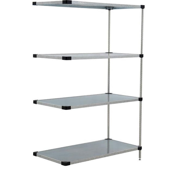 Global Industrial A24365SZ Nexel 4 Shelf Galvanized Steel Solid Shelving Unit Add On, Gray - 36 x 24 x 54 in.