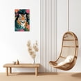 thumbnail image 3 of ZHONGYUTONG Tiger Canvas Wall Art Botanical Jungle Tiger Picture Prints Boho Animal Painting Bathroom Nursery Decor Framed (12.00" x 18.00"), 3 of 6