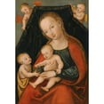 thumbnail image 2 of Workshop of Lucas Cranach the Elder 14x18 Gold Ornate Wood Frame and Double Matted Museum Art Print Titled - The Virgin and Child with St. John the Baptist and Two Angels, 2 of 4