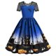 thumbnail image 1 of Vestido informal con cuello redondo y manga corta con estampado de moda de Halloween para mujer, 1 of 4