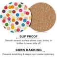thumbnail image 5 of SKYSONIC Round Drink Coasters 2 Pcs Colorful Polka Dot Absorbent Ceramic Coaster with Cork Base for Coffee Cups for Home Decor, 5 of 5
