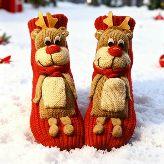 DAMAI Knit Cute Socks Floor Sock For Christmas Socks Hand Crocheted Winter Warm Multiple Styles Sock For Christmas Gifts For U