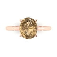 thumbnail image 2 of 2.5ct oval cut champagne Zircon 18k rose gold Bridal Wedding Engagement Promise Anniversary Ring for Women size 8.25, 2 of 7
