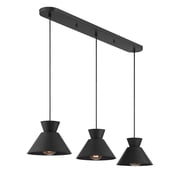 Meridian M100134MBK 3-Light Linear Chandelier in Matte Black