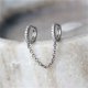 thumbnail image 2 of Pendientes de la cadena para las mujeres de doble Piercing Dangle Cadena Huggie Hoop Pendientes Cubic Zirconia Pearl Stud Pendientes para las mujeres de doble Conjoined Pendientes, 2 of 4