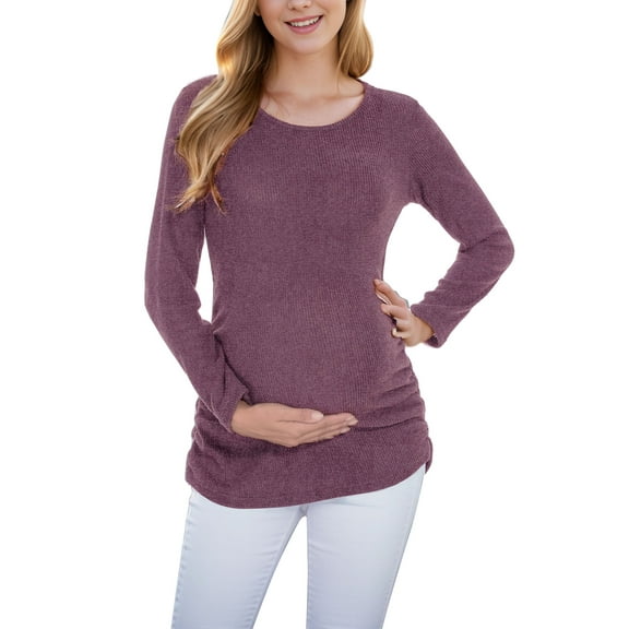 Women's Maternity Tops Sweaters Long Sleeve Knit Pregnancy Shirts Clothes
