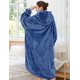 thumbnail image 3 of Aleko Sudadera con capucha de forro polar a cuadros, manta de TV, manga cálida con bolsillo irregular, manta gigante para adultos, sudadera con capucha de franela y forro polar para mujer (azul oscuro, talla única) THISNDE ACTIVE Biensenido a ACTIVE, 3 of 5