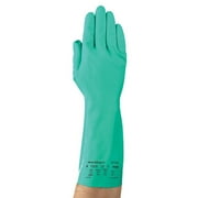 Alphatec Solvex Nitrile Gloves, Gauntlet Cuff, Cotton Flock Lined, Size 11, Green, 15 Mil | 1 Dozen of 12 Pair