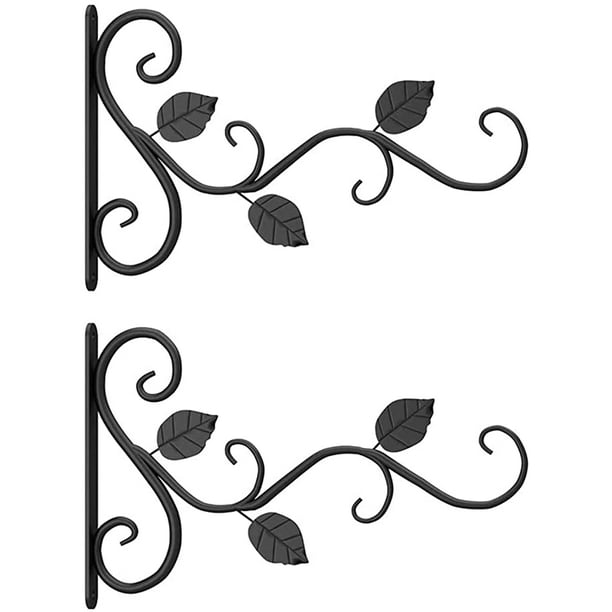 2 piezas de soportes de pared de jardín de hierro forjado, soportes de cestas colgantes, ganchos para plantas, ganchos de soportes para colgar en la pared, para cestas de plantas, macetas, linternas