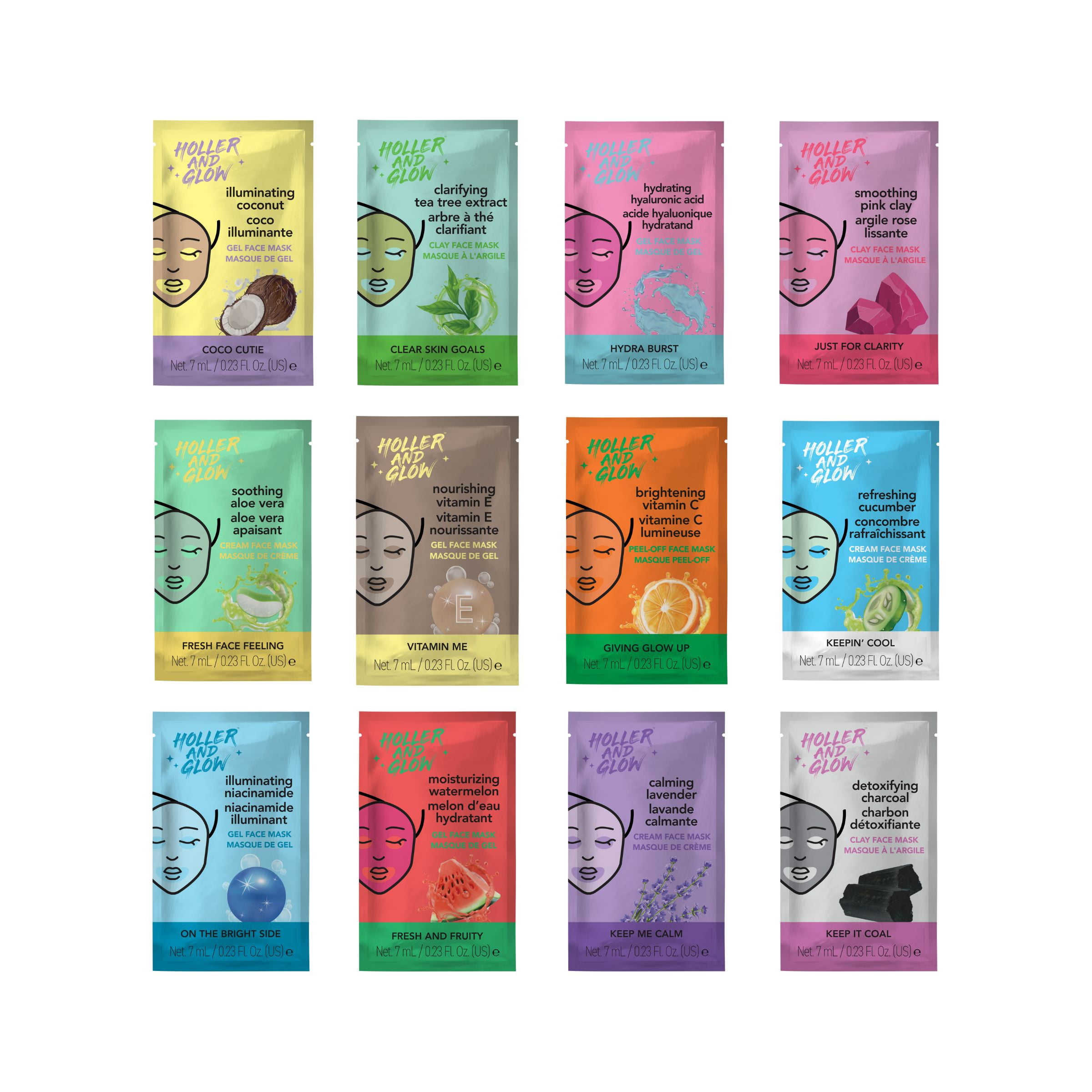 Holler and Glow Limited Edition Countdown to Glow Clay Mask Set, 12 Piece Gift Set