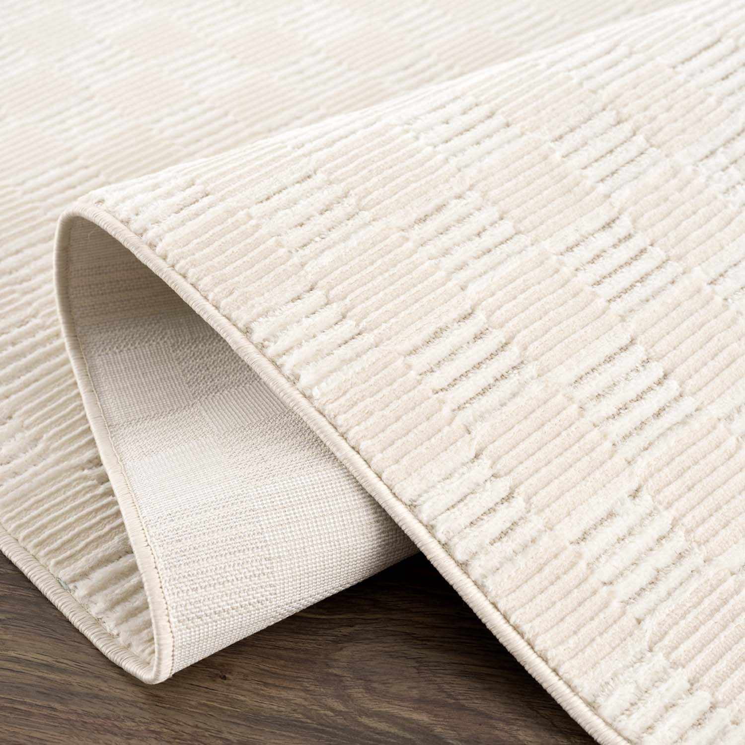 Hauteloom Truls Machine Washable Contemporary Area Rug - Modern Geometric Checkered Carpet for Living Room, Bedroom - Cream - 9'2" x 12'