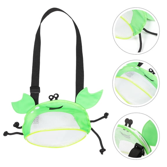 ETHZZLE Light Green Mesh Beach Bag Shell Pouch Compact Portable Travel Handheld Organizer