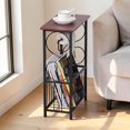 thumbnail image 3 of GZXS 14.6" Small Side Table with Storage, Narrow End Table with Magazine Basket and Toilet Paper Holder for Bathroom, Living Room, Easy Assembly, Coffee, 3 of 9